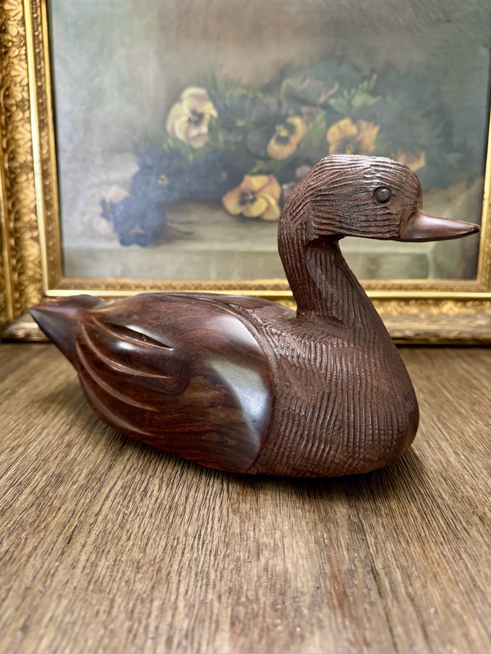 Vintage & Highly Collectable Hand-Carved Ironwood Duck